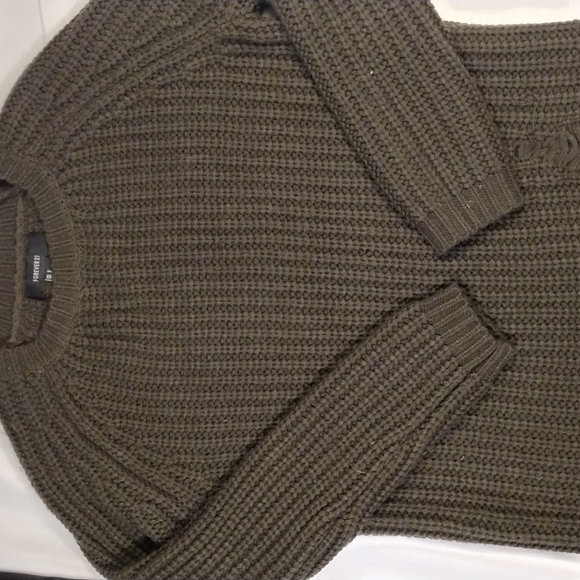 OVERSIZED distressed sweater green small - Picture 1 of 9